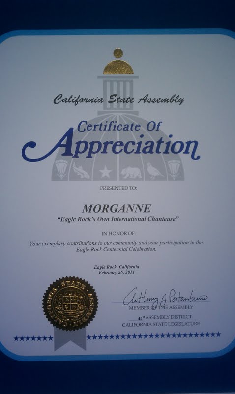 Morganne California Legislature Certificate